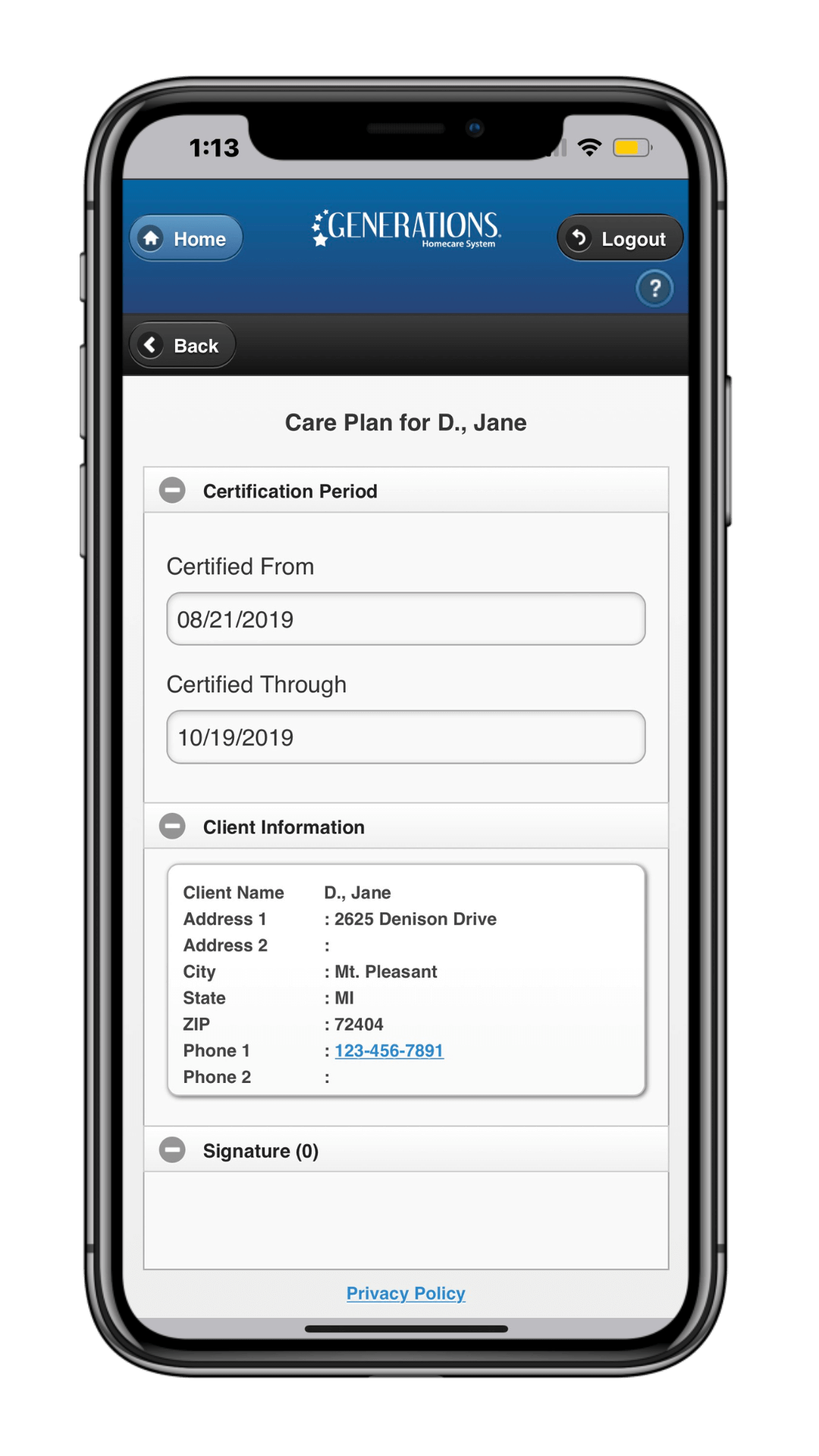 CG Mobile App Care Plans